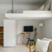 400 sq ft studio apartment with loft bed desk and storage cubbies
